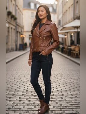 Michael Kors 2 in 1 Leather Convertible To Vest Moto Jacket NWOT